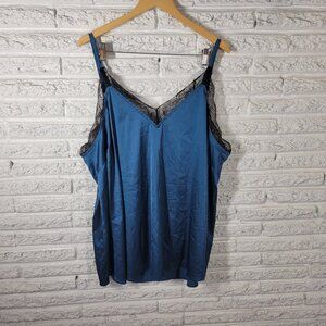 Torrid Womens Top 4 4X Camisole Adjustable Spaghetti Lace Trim Blue BLU190E